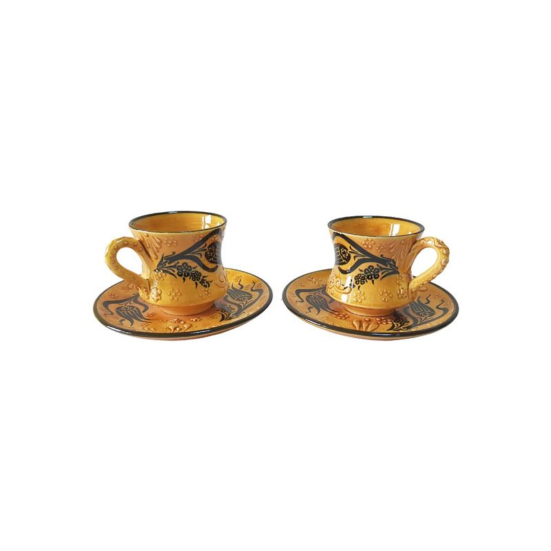 Casa si Gradina - Bucatarie si vesela - Cani si pahare - Cani si cesti - Set cafea turceasca ceramica, pictat manual, 50 ml, EHA - Oranj, 12 - Infinity.ro