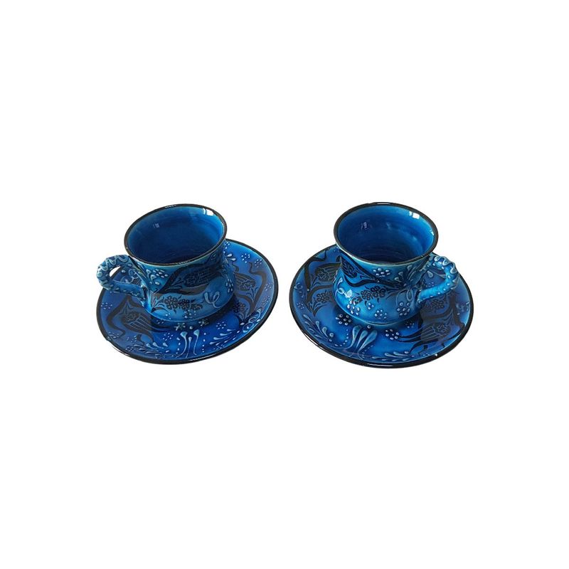 Casa si Gradina - Bucatarie si vesela - Cani si pahare - Cani si cesti - Set cafea turceasca ceramica, pictat manual, 50 ml, EHA - Oranj, 12 - Infinity.ro