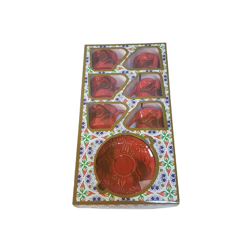 Casa si Gradina - Bucatarie si vesela - Cani si pahare - Cani si cesti - Set cafea turceasca ceramica, pictat manual, 50 ml, EHA - Oranj, 12 - Infinity.ro