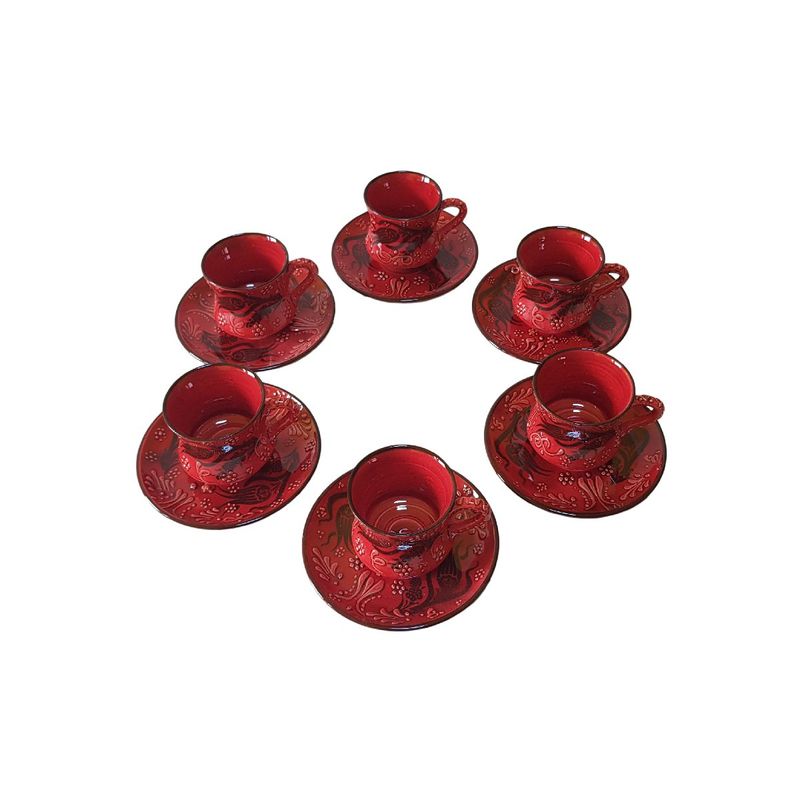 Casa si Gradina - Bucatarie si vesela - Cani si pahare - Cani si cesti - Set cafea turceasca ceramica, pictat manual, 50 ml, EHA - Oranj, 12 - Infinity.ro