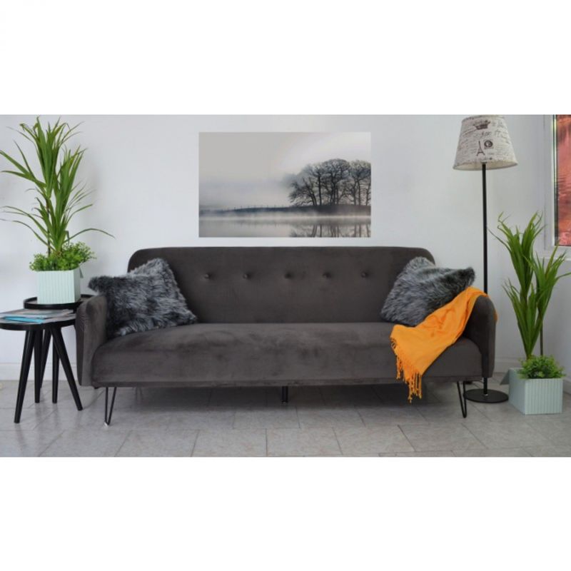 Casa si Gradina - Mobilier - Canapele si coltare - Canapele - Canapea Every-Day, 200 x 80 x 76 cm, rabatabila catifea, gri inchis - Infinity.ro