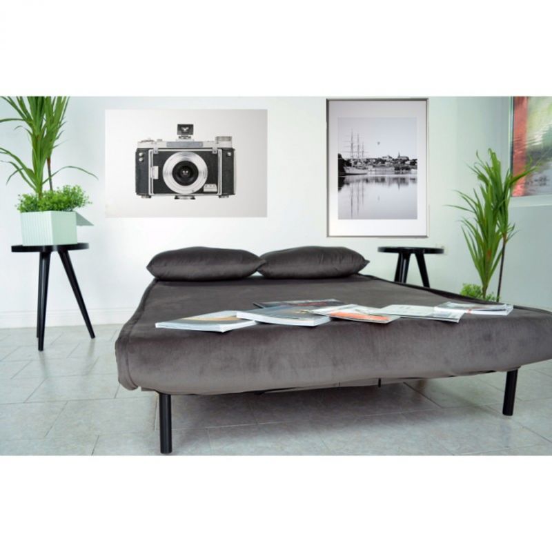 Casa si Gradina - Mobilier - Canapele si coltare - Canapele - Canapea Extensibila, 123 x 77 x 190 cm, catifea, gri inchis - Infinity.ro