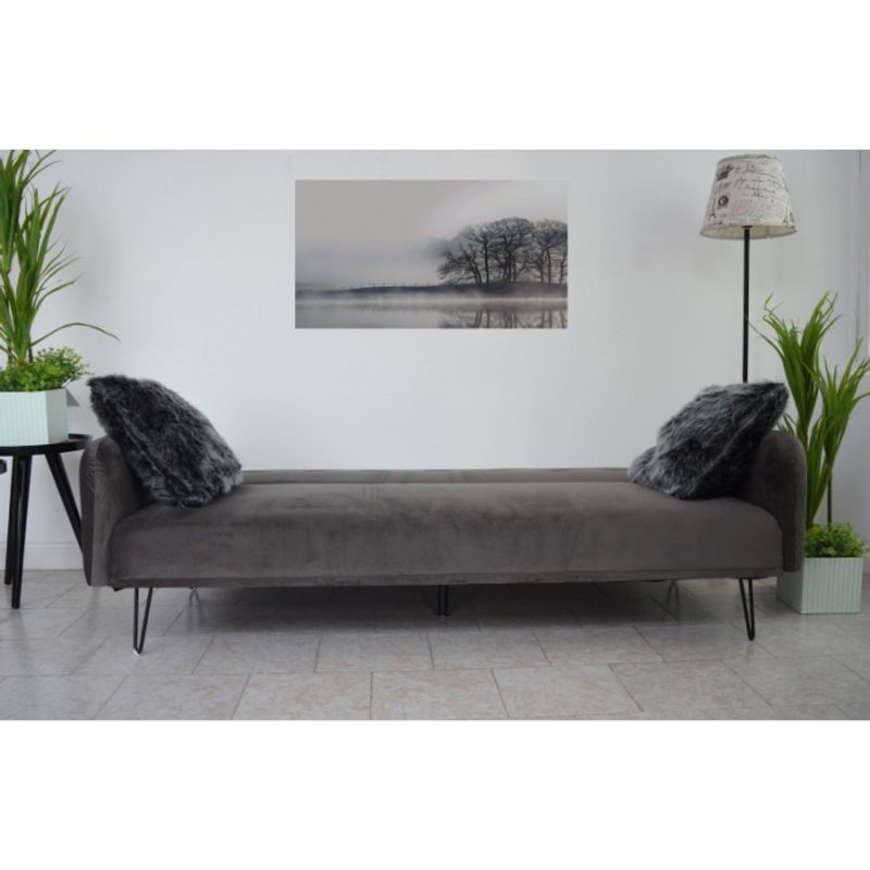 Casa si Gradina - Mobilier - Canapele si coltare - Canapele - Canapea Every-Day, 200 x 80 x 76 cm, rabatabila catifea, gri inchis - Infinity.ro