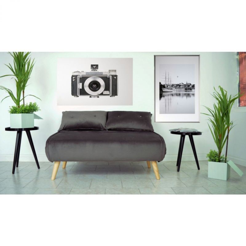 Casa si Gradina - Mobilier - Canapele si coltare - Canapele - Canapea Extensibila, 123 x 77 x 190 cm, catifea, gri inchis - Infinity.ro