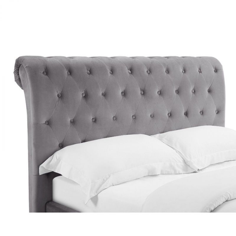 Casa si Gradina - Mobilier - Paturi si accesorii - Paturi - Pat Silver, 180 x 200 cm, tapitat catifea taupe, somiera inclusa - Infinity.ro