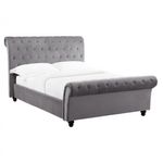 Casa si Gradina - Mobilier - Paturi si accesorii - Paturi - Pat Silver, 140 x 200 cm, tapitat catifea taupe, somiera inclusa - Infinity.ro