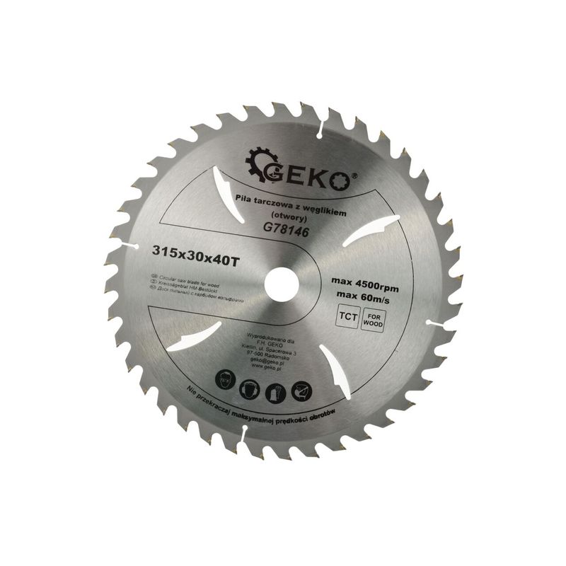 Casa si Gradina - Constructii - Scule electrice si accesorii - Accesorii fierastraie electrice - Disc circular pentru lemn 315x30x40T, GEKO G78146 - Infinity.ro