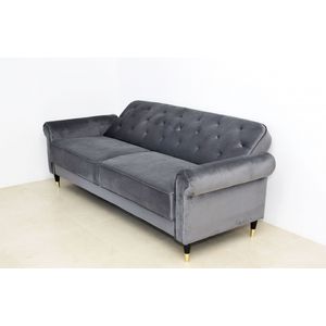 Canapea Paloma, 220 x 83 x 80 cm, rabatabila catifea, gri