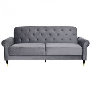 Canapea Paloma, 220 x 83 x 80 cm, rabatabila catifea, gri