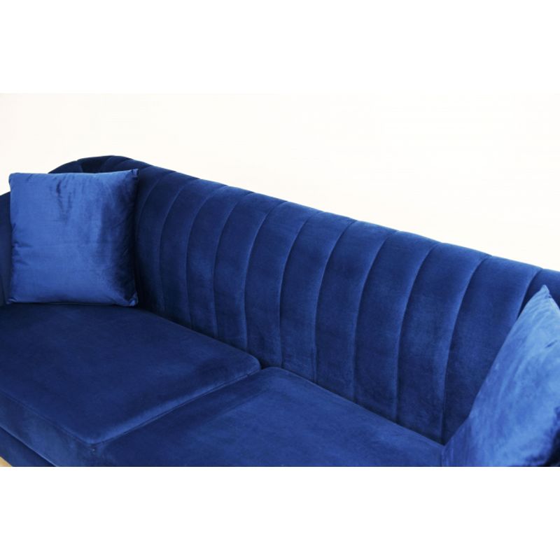 Casa si Gradina - Mobilier - Canapele si coltare - Canapele - Canapea Belle, 208 x 80 x 85 cm, material catifea, albastru - Infinity.ro