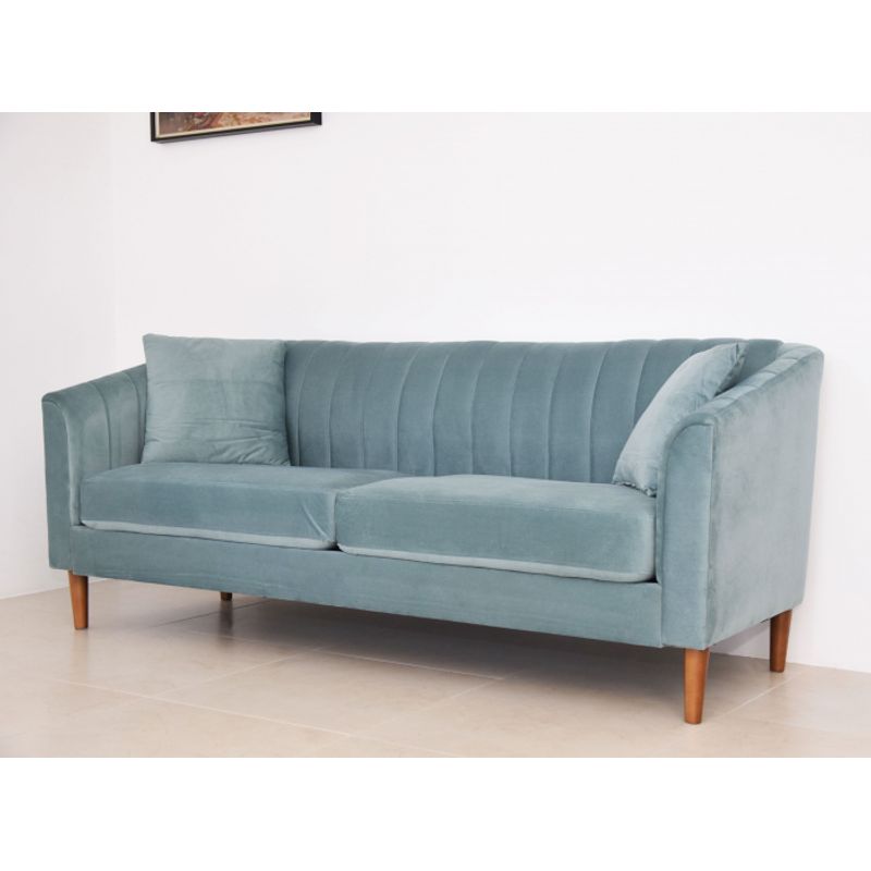 Casa si Gradina - Mobilier - Canapele si coltare - Canapele - Canapea Belle, 208 x 80 x 85 cm, material catifea, turcoaz - Infinity.ro