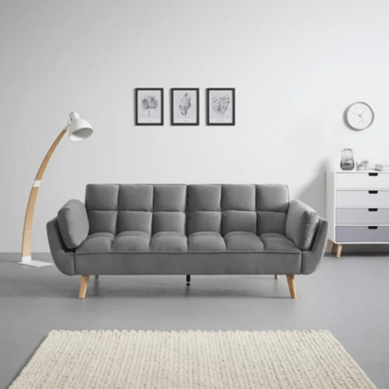 Casa si Gradina - Mobilier - Canapele si coltare - Canapele - Canapea Rubik, 213 x 82 x 81 cm, tapiterie catifea, gri deschis - Infinity.ro