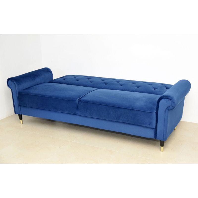 Casa si Gradina - Mobilier - Canapele si coltare - Canapele - Canapea Paloma, 220 x 83 x 80 cm, rabatabila, catifea, albastru - Infinity.ro