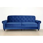 Casa si Gradina - Mobilier - Canapele si coltare - Canapele - Canapea Paloma, 220 x 83 x 80 cm, rabatabila, catifea, albastru - Infinity.ro