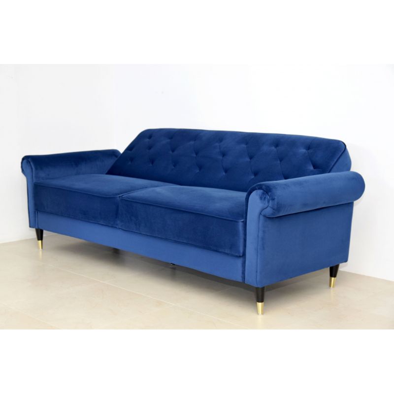 Casa si Gradina - Mobilier - Canapele si coltare - Canapele - Canapea Paloma, 220 x 83 x 80 cm, rabatabila, catifea, albastru - Infinity.ro