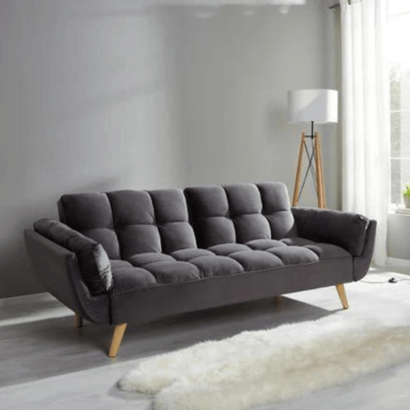 Casa si Gradina - Mobilier - Canapele si coltare - Canapele - Canapea Rubik, 213 x 82 x 81 cm, tapiterie, catifea, gri inchis - Infinity.ro