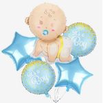 Casa si Gradina - Decoratiuni - Decoratiuni petrecere - Baloane - Set 5 Baloane Gender Reveal, It's a boy, Albastru/Alb - Infinity.ro