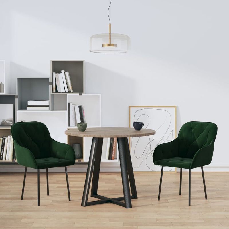 Casa si Gradina - Mobilier - Scaune si fotolii - Scaune - Scaune de bucatarie, 2 buc., verde inchis, catifea - Infinity.ro