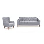 Casa si Gradina - Mobilier - Seturi de mobilier - Seturi living - Set 3+2+1 Melissa, catifea, lada depozitare, 51-103, gri - Infinity.ro
