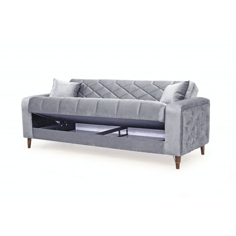 Casa si Gradina - Mobilier - Seturi de mobilier - Seturi living - Set 3+2+1 Melissa, catifea, lada depozitare, 51-103, gri - Infinity.ro