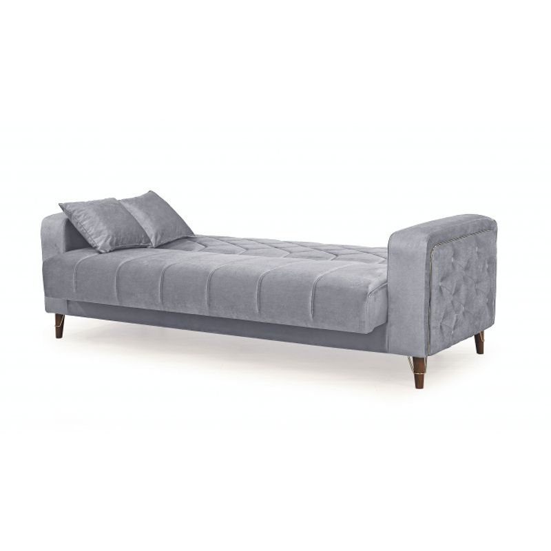 Casa si Gradina - Mobilier - Seturi de mobilier - Seturi living - Set 3+2+1 Melissa, catifea, lada depozitare, 51-103, gri - Infinity.ro