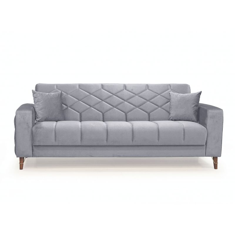 Casa si Gradina - Mobilier - Seturi de mobilier - Seturi living - Set 3+2+1 Melissa, catifea, lada depozitare, 51-103, gri - Infinity.ro