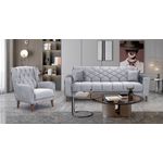 Casa si Gradina - Mobilier - Seturi de mobilier - Seturi living - Set 3+2+1 Melissa, catifea, lada depozitare, 51-103, gri - Infinity.ro
