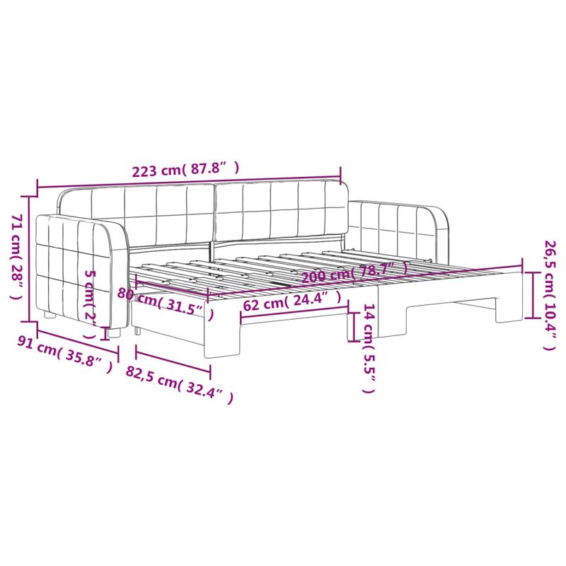 Casa si Gradina - Mobilier - Paturi si accesorii - Paturi - Pat de zi cu extensie, negru, 80x200 cm, catifea - Infinity.ro