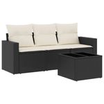 Casa si Gradina - Gradina si terasa - Mobilier exterior - Canapele si fotolii gradina - Set mobilier de gradina cu perne, 4 piese, negru, poliratan - Infinity.ro