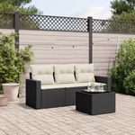 Casa si Gradina - Gradina si terasa - Mobilier exterior - Canapele si fotolii gradina - Set mobilier de gradina cu perne, 4 piese, negru, poliratan - Infinity.ro