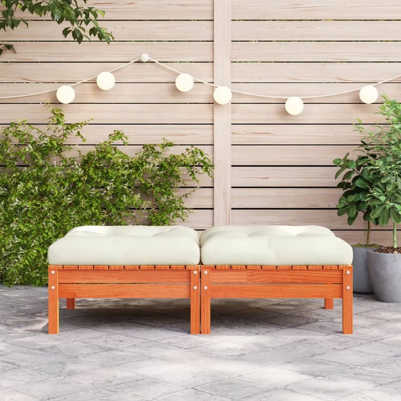 Casa si Gradina - Gradina si terasa - Mobilier exterior - Canapele si fotolii gradina - Taburete de gradina cu perne 2 buc. pin brun lemn pin - Infinity.ro