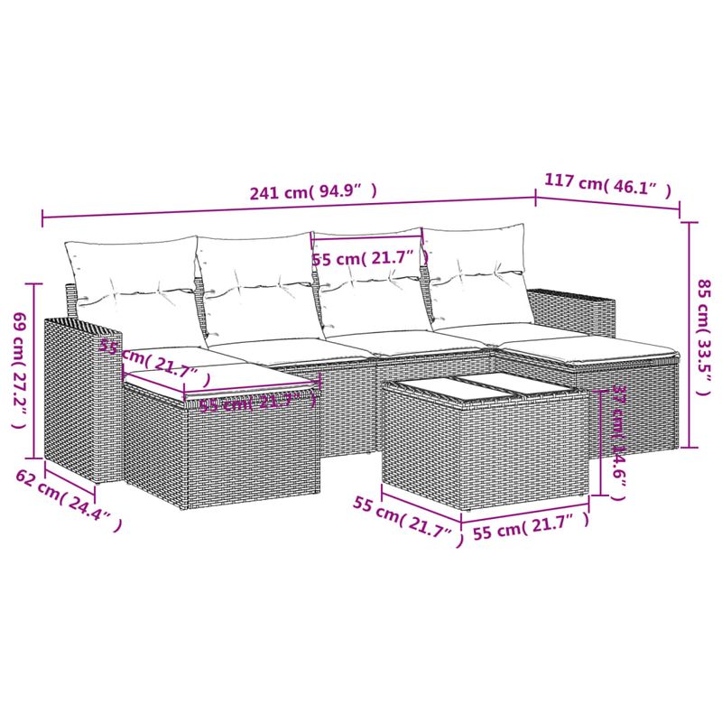 Casa si Gradina - Gradina si terasa - Mobilier exterior - Canapele si fotolii gradina - Set canapele de gradina cu perne, 7 piese, negru, poliratan - Infinity.ro
