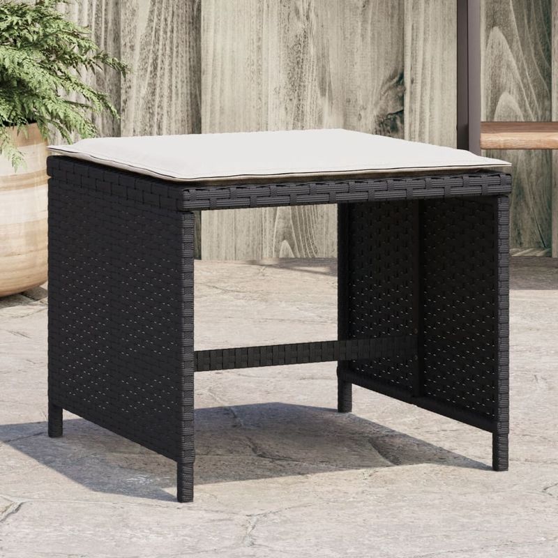 Casa si Gradina - Gradina si terasa - Mobilier exterior - Scaune si sezlonguri gradina - Scaune de gradina cu perne, 4 buc. negru 41x41x36 cm poliratan - Infinity.ro