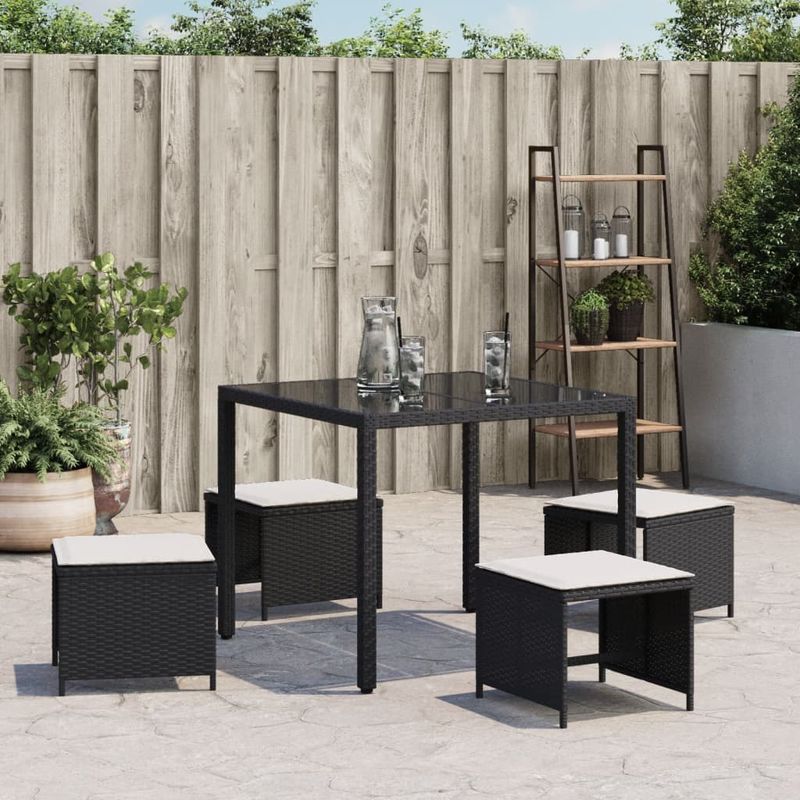 Casa si Gradina - Gradina si terasa - Mobilier exterior - Scaune si sezlonguri gradina - Scaune de gradina cu perne, 4 buc. negru 41x41x36 cm poliratan - Infinity.ro