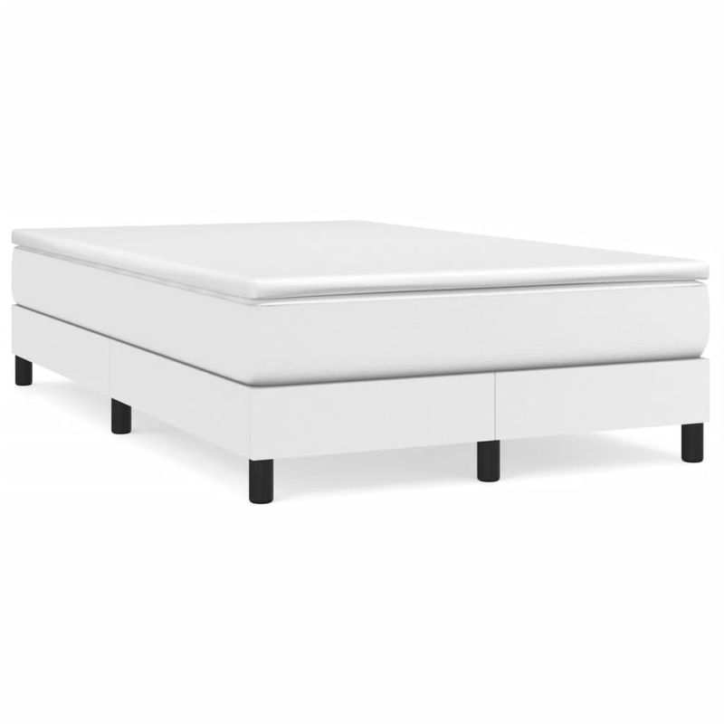 Casa si Gradina - Mobilier - Paturi si accesorii - Paturi - Pat box spring cu saltea, alb, 120x190 cm, piele ecologica - Infinity.ro