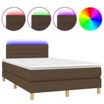 Casa si Gradina - Mobilier - Paturi si accesorii - Paturi - Pat cu arcuri, saltea si LED, maro inchis, 120x190 cm, textil - Infinity.ro