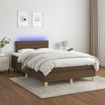 Casa si Gradina - Mobilier - Paturi si accesorii - Paturi - Pat cu arcuri, saltea si LED, maro inchis, 120x190 cm, textil - Infinity.ro