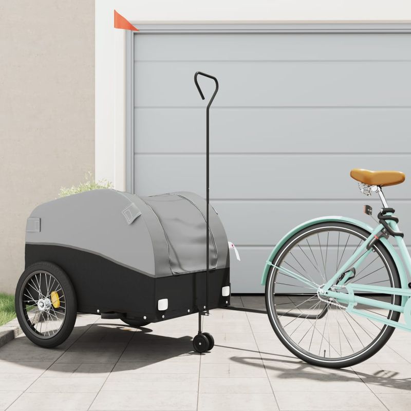Sport si Outdoor - Ciclism - Accesorii pentru biciclete - Remorci biciclete - Remorca pentru biciclete, negru și gri, 45 kg, fier, mărime 68x133x68 cm - Infinity.ro