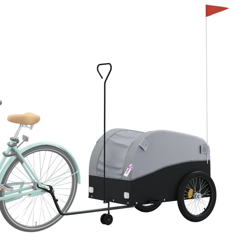 Sport si Outdoor - Ciclism - Accesorii pentru biciclete - Remorci biciclete - Remorca pentru biciclete, negru și gri, 45 kg, fier, mărime 68x133x68 cm - Infinity.ro