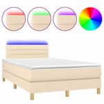 Casa si Gradina - Mobilier - Paturi si accesorii - Paturi - Pat cu arcuri, saltea si LED, crem, 120x190 cm, textil - Infinity.ro