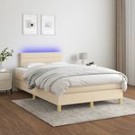 Casa si Gradina - Mobilier - Paturi si accesorii - Paturi - Pat cu arcuri, saltea si LED, crem, 120x190 cm, textil - Infinity.ro