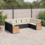 Casa si Gradina - Gradina si terasa - Mobilier exterior - Seturi mobila gradina - Set mobilier de gradina cu perne, 9 piese, negru, poliratan - Infinity.ro