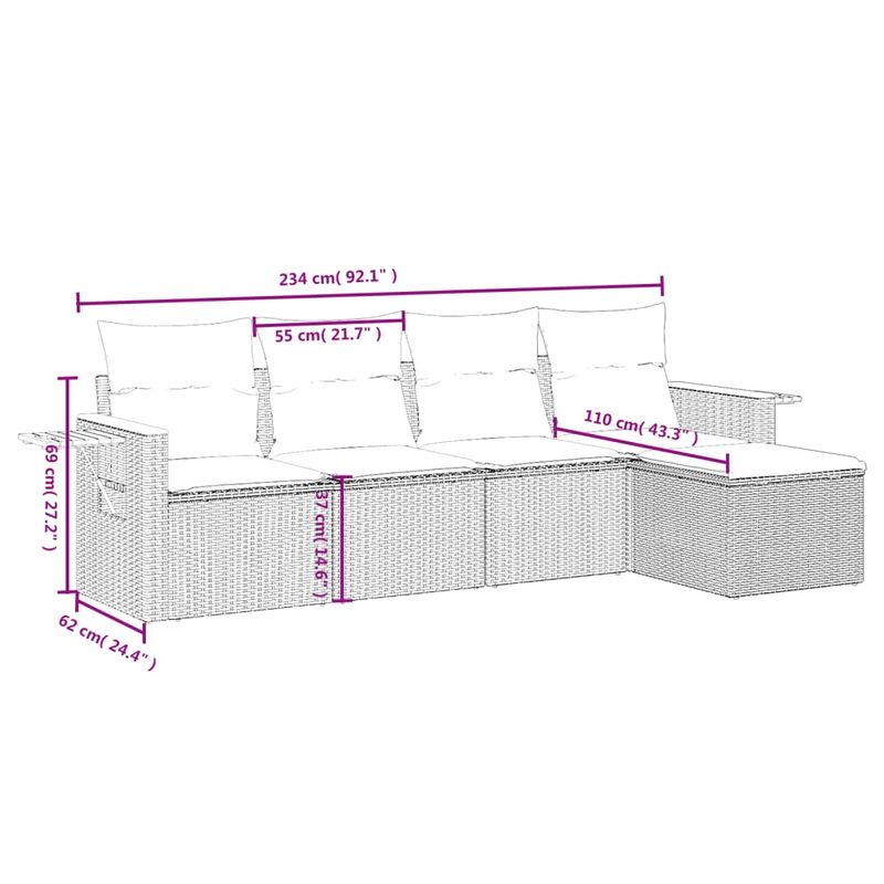 Casa si Gradina - Gradina si terasa - Mobilier exterior - Seturi mobila gradina - Set canapea de gradina cu perne, 5 piese, gri, poliratan - Infinity.ro