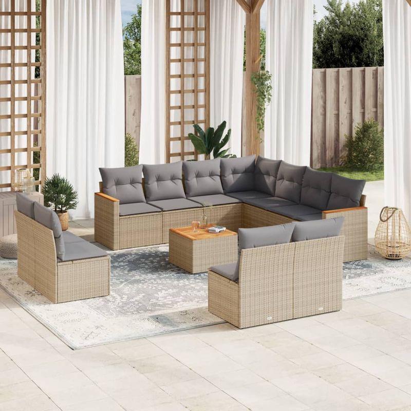 Casa si Gradina - Gradina si terasa - Mobilier exterior - Seturi mobila gradina - Set canapele de gradina cu perne, 12 piese, bej, poliratan - Infinity.ro
