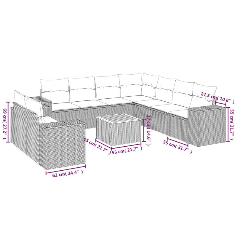 Casa si Gradina - Gradina si terasa - Mobilier exterior - Seturi mobila gradina - Set canapele de gradina cu perne, 10 piese, negru, poliratan - Infinity.ro