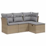 Casa si Gradina - Gradina si terasa - Mobilier exterior - Seturi mobila gradina - Set canapele de gradina, 4 piese, cu perne, mix bej, poliratan - Infinity.ro