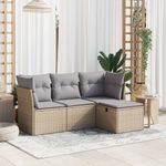 Casa si Gradina - Gradina si terasa - Mobilier exterior - Seturi mobila gradina - Set canapele de gradina, 4 piese, cu perne, mix bej, poliratan - Infinity.ro