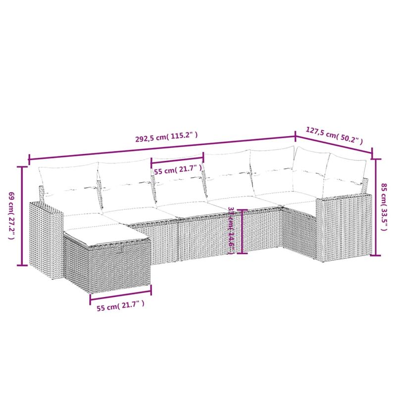 Casa si Gradina - Gradina si terasa - Mobilier exterior - Seturi mobila gradina - Set canapele de gradina cu perne, 7 piese, negru, poliratan - Infinity.ro