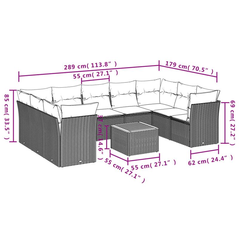 Casa si Gradina - Gradina si terasa - Mobilier exterior - Seturi mobila gradina - Set canapele de gradina cu perne, 10 piese, bej, poliratan - Infinity.ro
