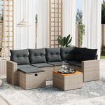 Casa si Gradina - Gradina si terasa - Mobilier exterior - Seturi mobila gradina - Set canapele de gradina, 7 piese, cu perne, gri, poliratan - Infinity.ro